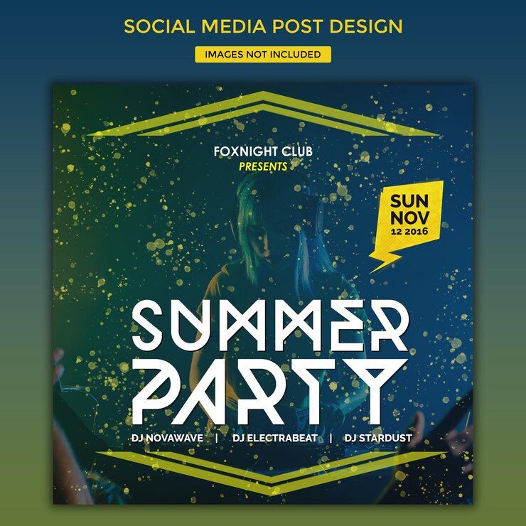Diseño de plantilla de publicación de redes sociales de fiesta de verano para publicidad de banners de facebook e instagram