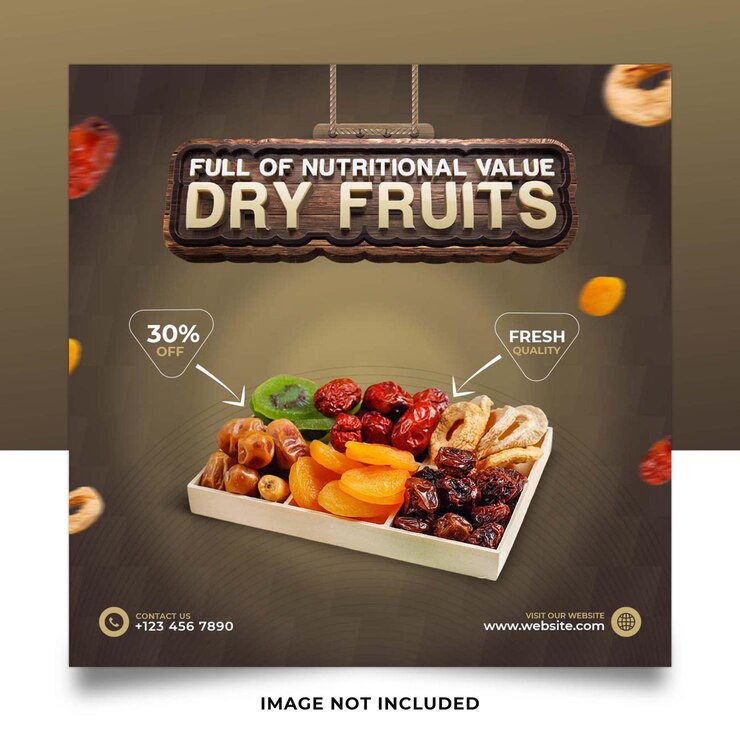 diseño de plantilla de publicación de redes sociales de frutos secos