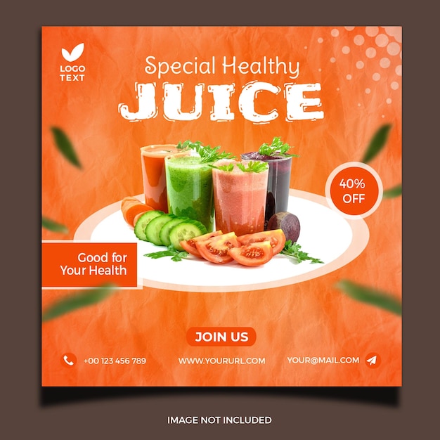 Diseño de plantilla de publicación de redes sociales de jugo