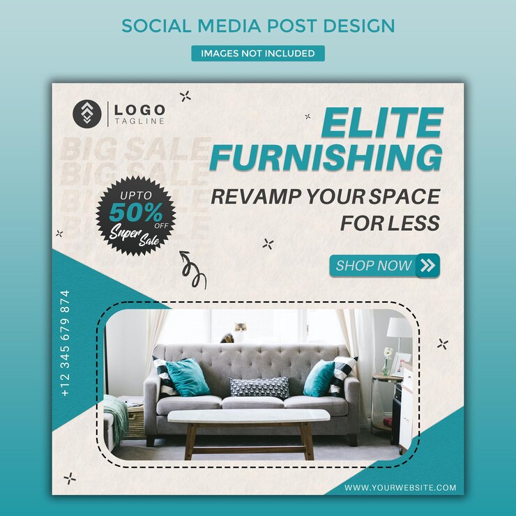 diseño de plantilla de publicación de redes sociales de muebles para anuncios promocionales de facebook e instagram