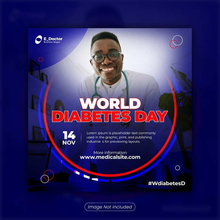 Diseño de plantilla de publicaciones en redes sociales del día mundial de la diabetes