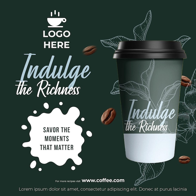 Diseño de plantilla de redes sociales de café