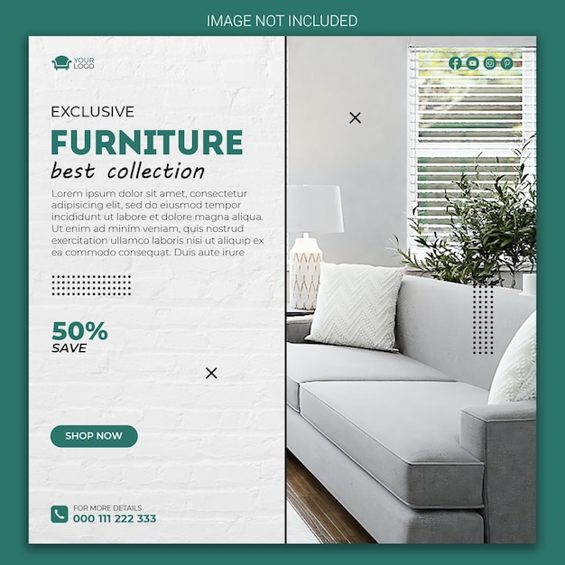 diseño de plantilla de redes sociales de muebles exclusivos
