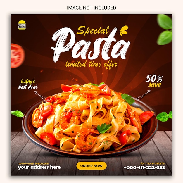 Diseño de plantilla de redes sociales de pasta especial