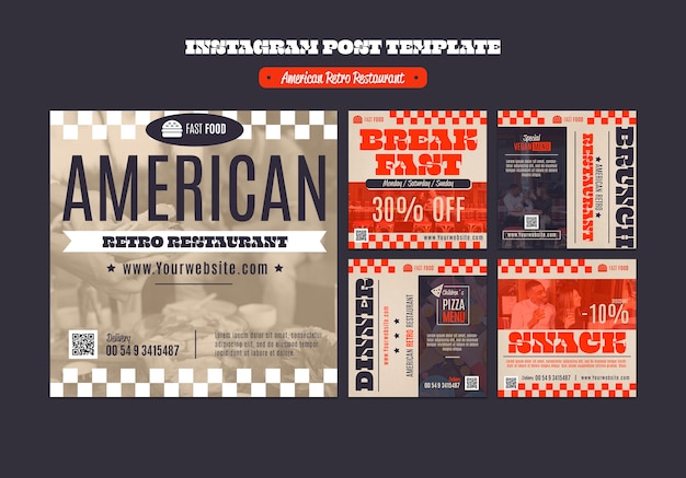 PSD diseño de plantilla de restaurante de pizza americana