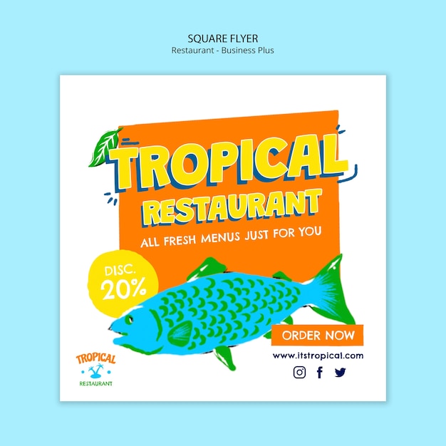 PSD diseño de plantilla de restaurante tropical