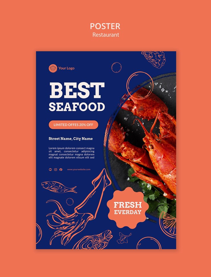 PSD diseño de plantilla de restaurante