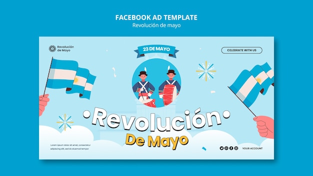 PSD diseño de plantilla de revolución de mayo.