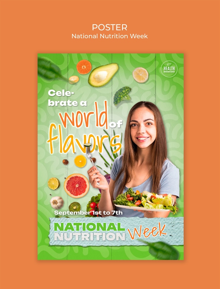 PSD diseño de la plantilla de la semana nacional de la nutrición