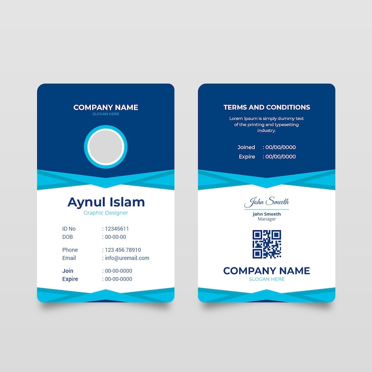 PSD diseño de plantilla de tarjeta de identificación para empresa corporativa con forma creativa