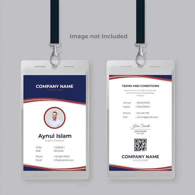 Diseño de plantilla de tarjeta de identificación de la empresa para empleados y funcionarios
