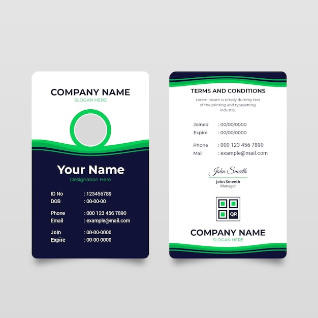 Diseño de plantilla de tarjeta de identificación de la oficina corporativa de la empresa