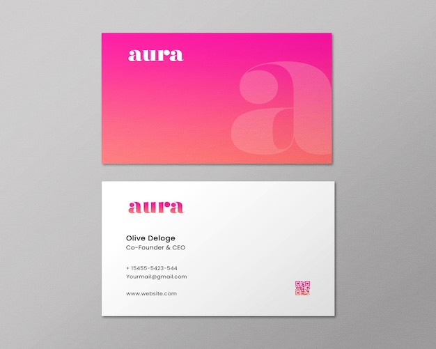 Diseño de plantilla de tarjeta de visita rosa y blanca