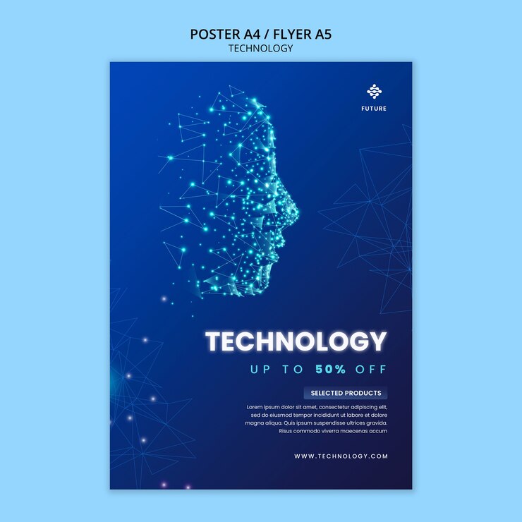 PSD diseño de plantilla de volante de tecnología