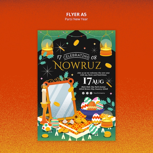 Diseño de plantillas para el año nuevo de Parsi