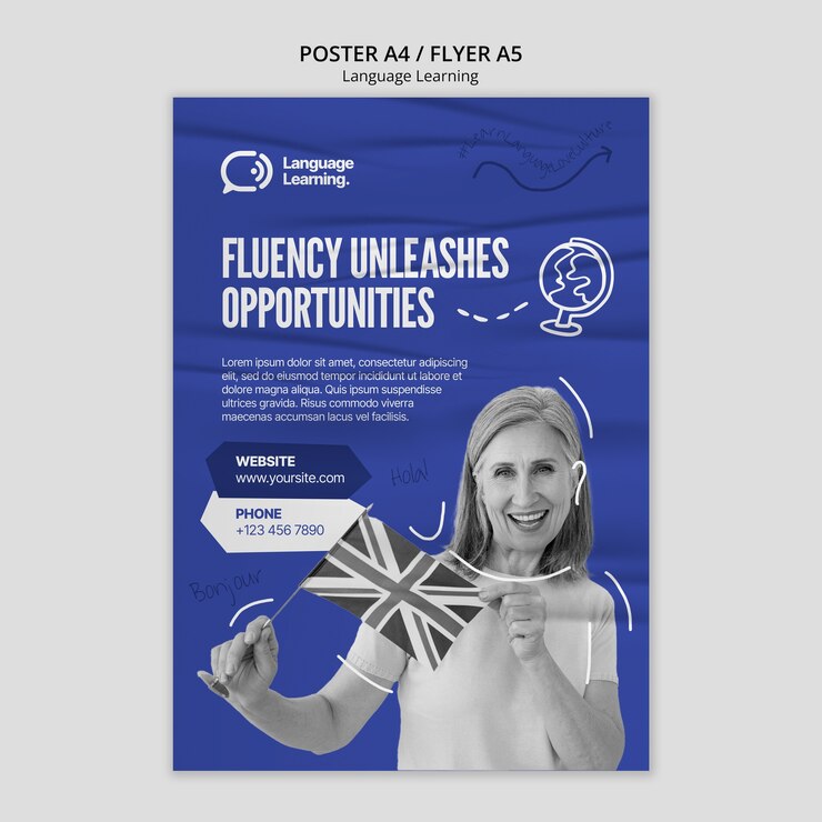 PSD diseño de plantillas de aprendizaje de idiomas