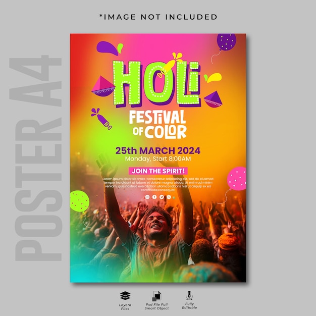 Diseño de plantillas de carteles para el festival de holi