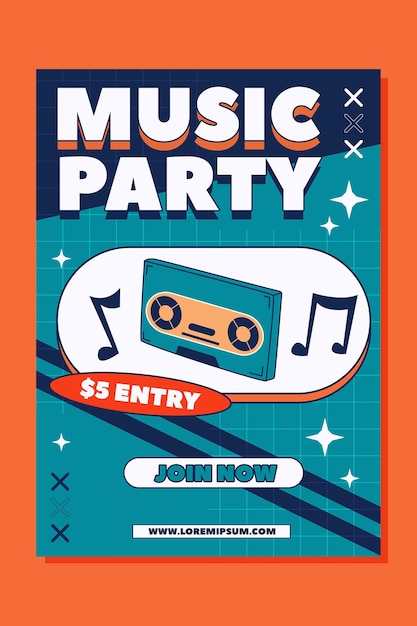 Diseño de plantillas de carteles de música retro