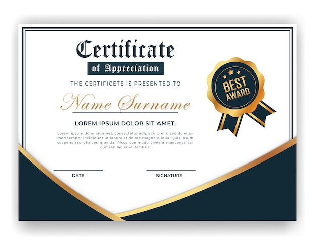 Diseño de plantillas de certificados de aprecio y logro