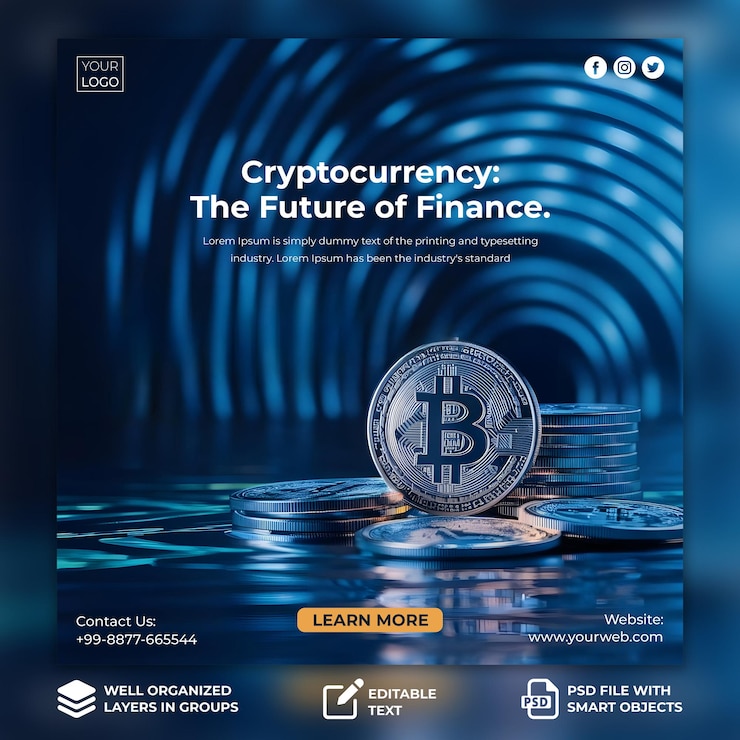 PSD diseño de plantillas de criptomonedas