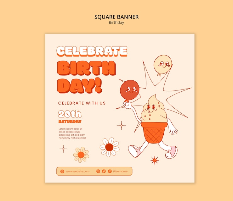 PSD diseño de plantillas de cumpleaños