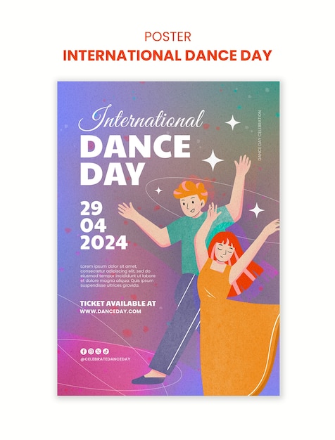 PSD diseño de plantillas para el día internacional de la danza