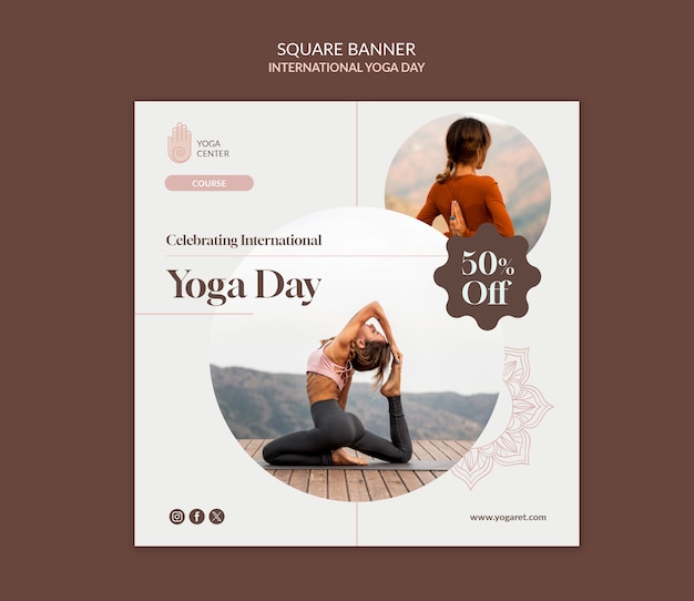 Diseño de plantillas para el día internacional del yoga