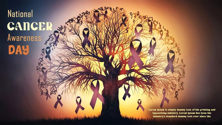 Diseño de plantillas para el Día Nacional de Concienciación sobre el Cáncer con la cinta del símbolo del árbol