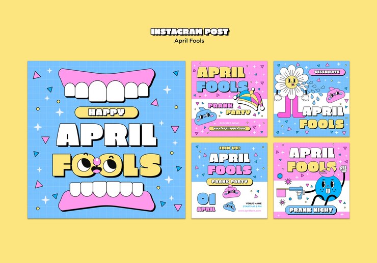 PSD diseño de plantillas para el día del tonto de abril