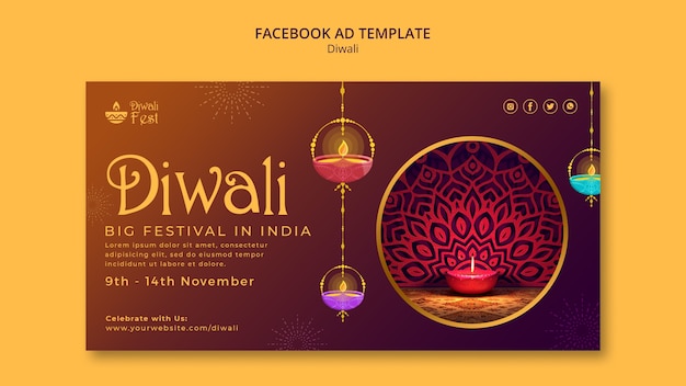 Diseño de plantillas de Diwali con gradiente