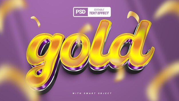 Diseño de plantillas de efectos de texto de lujo brillante y púrpura dorado en 3D