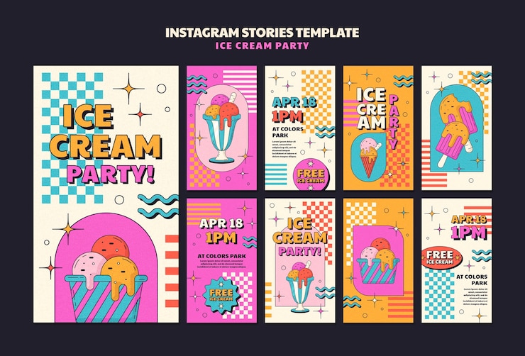 PSD diseño de plantillas para fiestas de helados