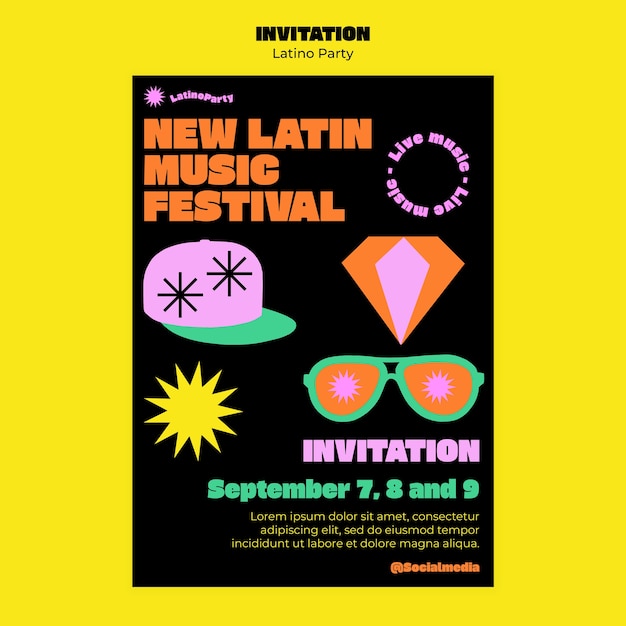 PSD diseño de plantillas de fiestas latinas