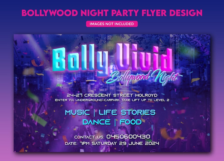 Diseño de plantillas para folletos de fiestas nocturnas de Bollywood
