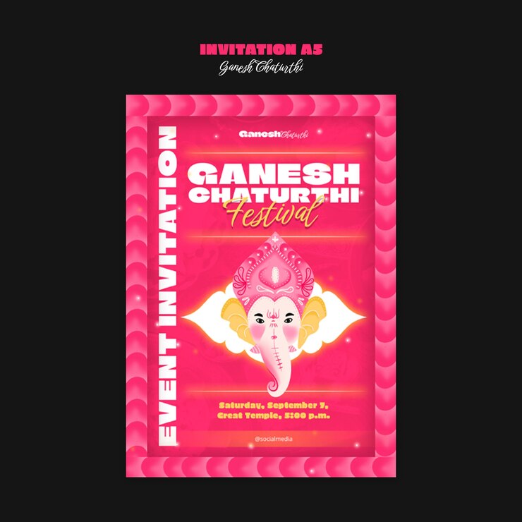 PSD diseño de plantillas de ganesh chaturthi