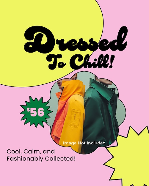 Diseño de plantillas de Instagram para la promoción de ropa retro vestida para enfriar