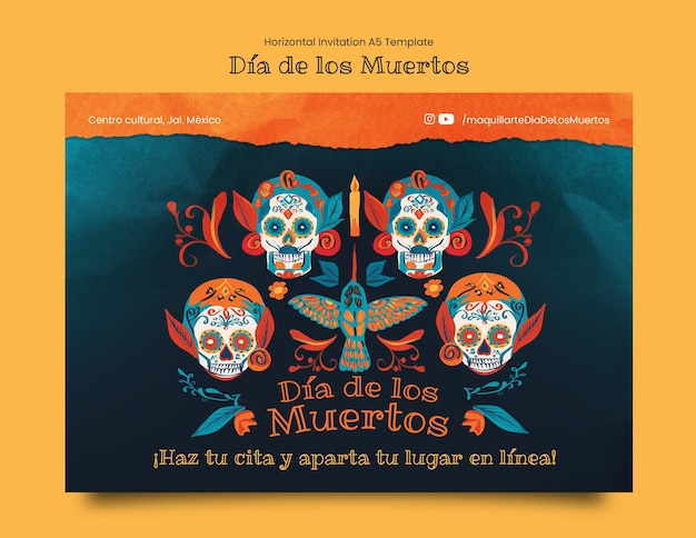 Diseño de plantillas de invitaciones para el Día de los Muertos