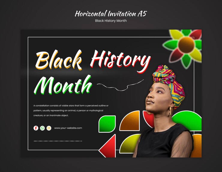 PSD diseño de plantillas de invitaciones para el mes de la historia negra