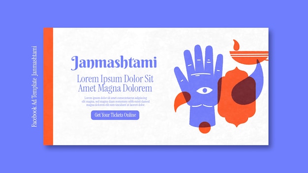 PSD diseño de plantillas de janmashtami