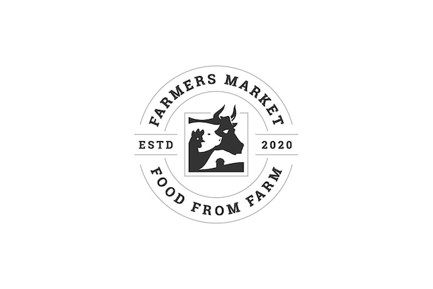 Diseño de plantillas de logotipo minimalistas para el mercado agrícola local