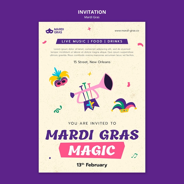 PSD diseño de plantillas de mardi gras