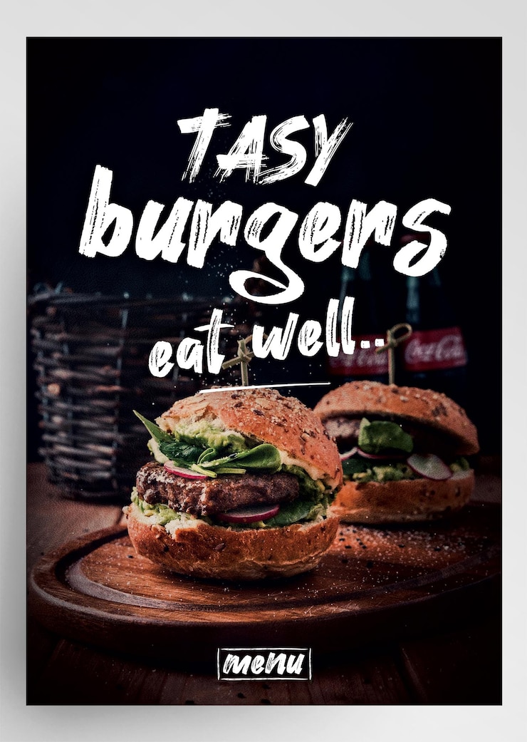 PSD diseño de plantillas de menú de portada de hamburguesas