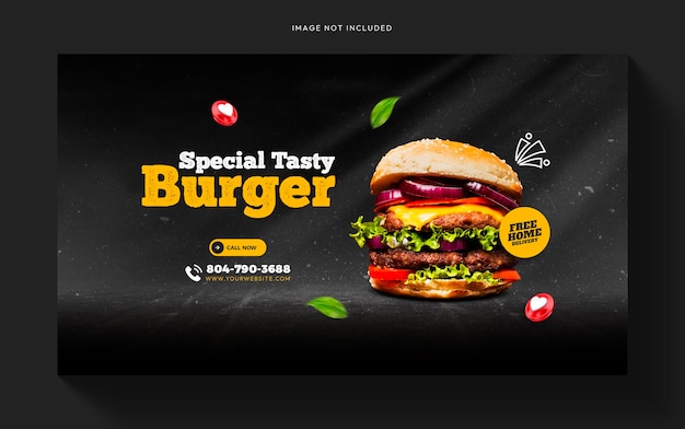 Diseño de plantillas de menús de alimentos y restaurantes para banners web o portadas