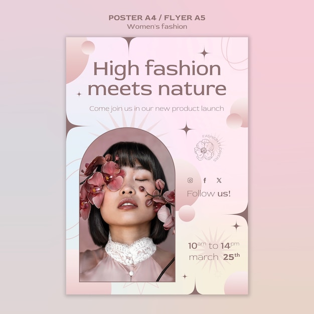 PSD diseño de plantillas de moda femenina.