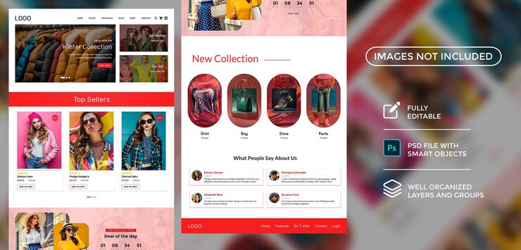 PSD diseño de plantillas de páginas de aterrizaje de moda