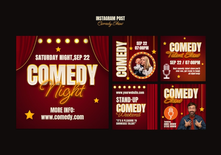 PSD diseño de plantillas de programas de comedia