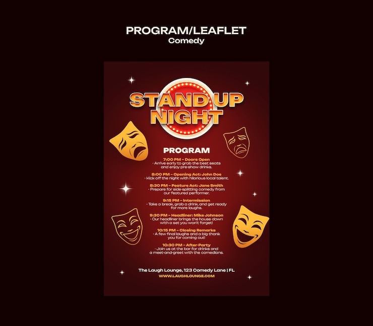 PSD diseño de plantillas de programas de comedia