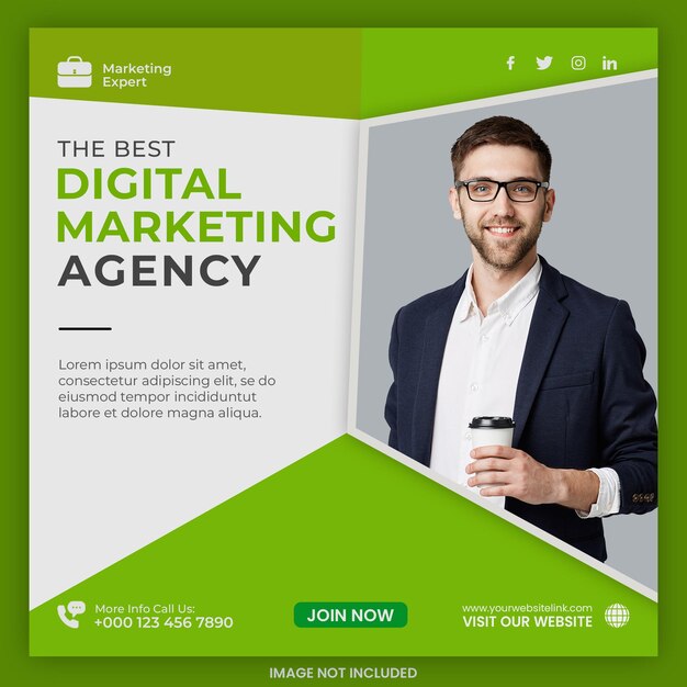 Diseño de plantillas de publicaciones de agencias de marketing digital y redes sociales corporativas