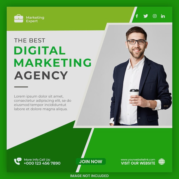 Diseño de plantillas de publicaciones de agencias de marketing digital y redes sociales corporativas