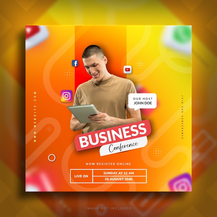 PSD diseño de plantillas de publicaciones de redes sociales para conferencias de negocios